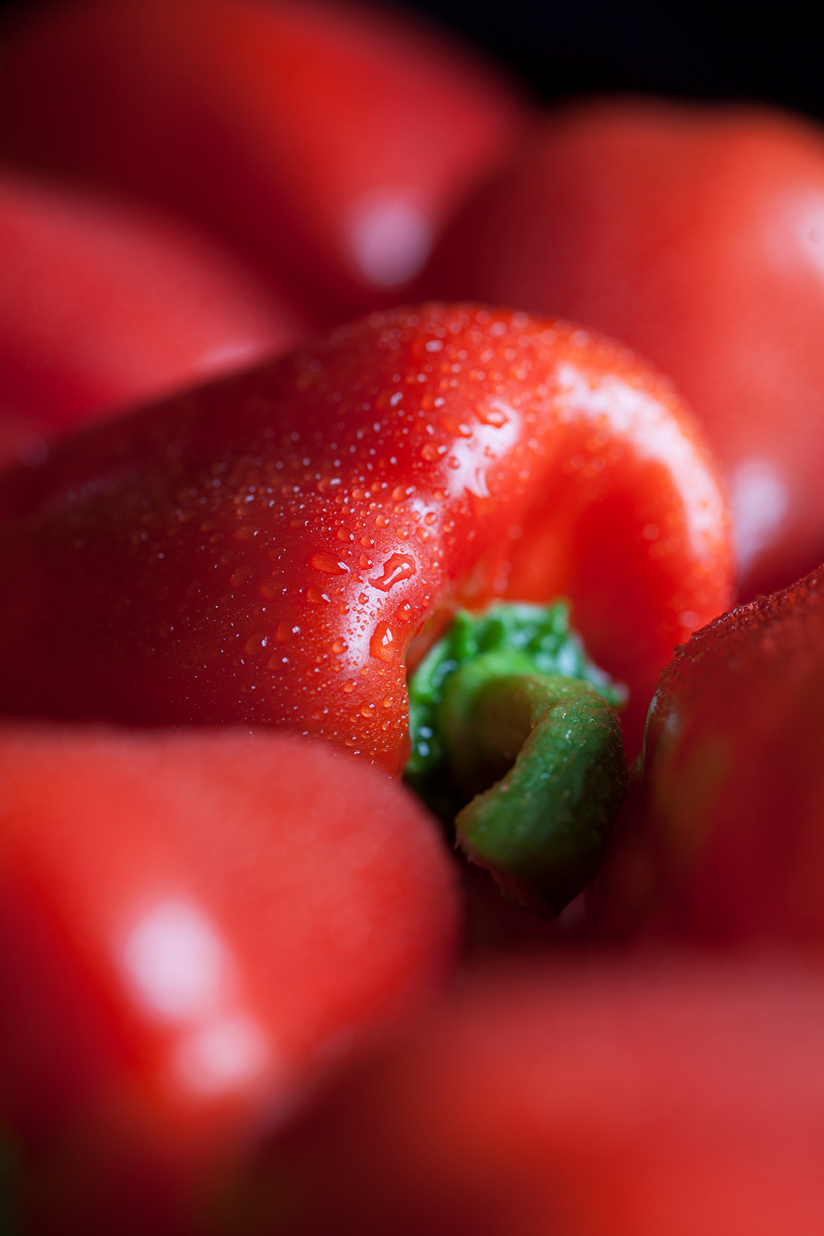 A close up of red capsicum peppers grown by Tangmere Airfield Nurseries.